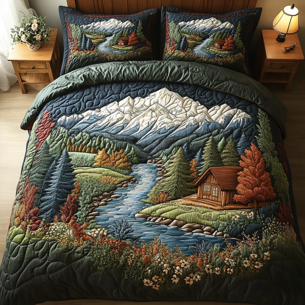 Forest Escape 3-Piece Quilted Bedding Set NCU0DK7471