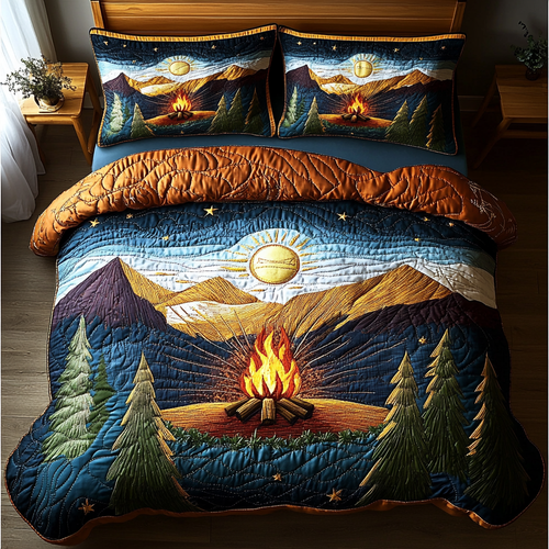 Forest Fire 3-Piece Quilted Bedding Set NCU0DK5515