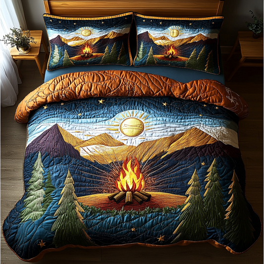 Forest Fire 3-Piece Quilted Bedding Set NCU0DK5515