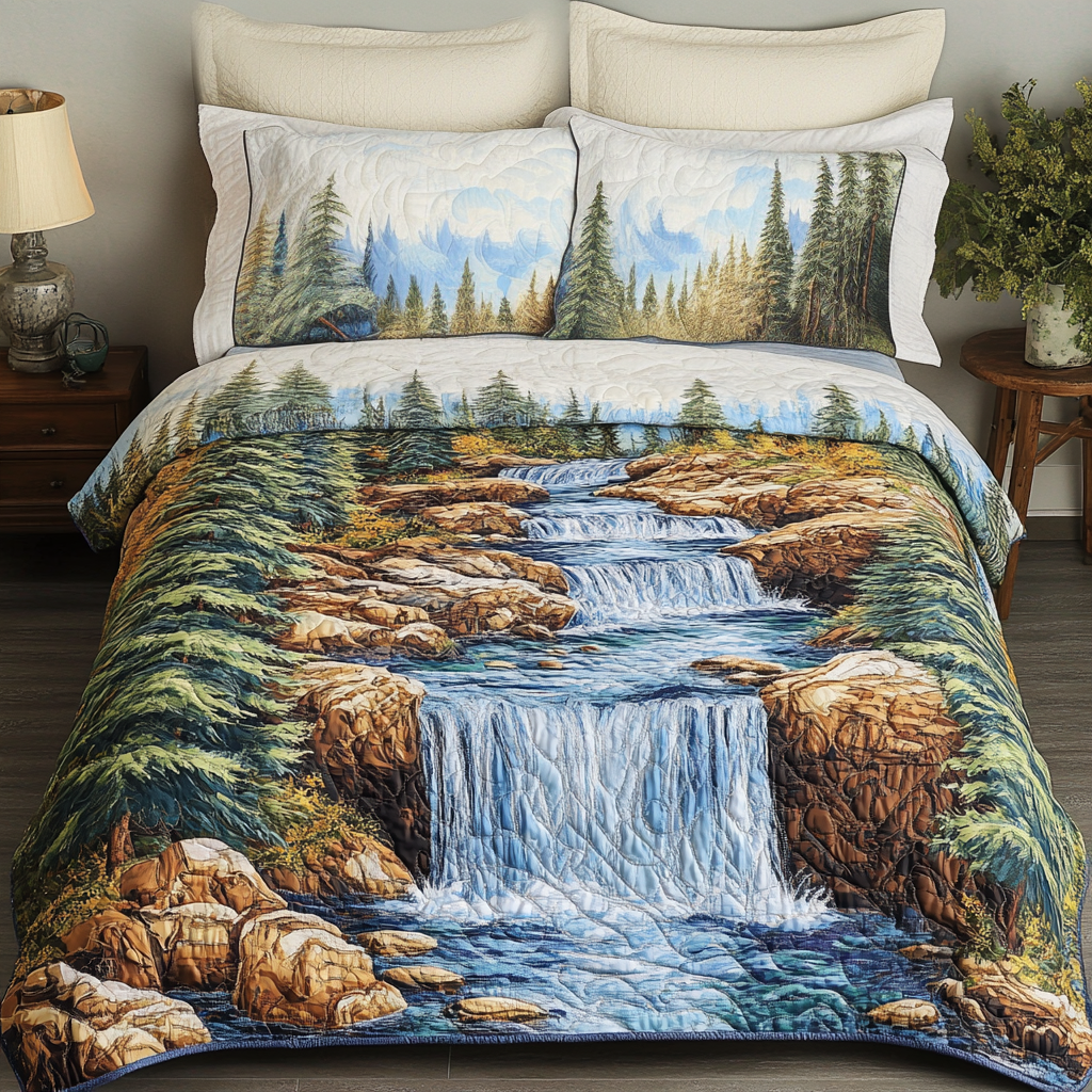 Forest Flow 3-Piece Quilted Bedding Set NCU0VH4344