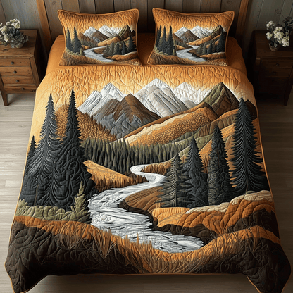 Forest Flow 3-Piece Quilted Bedding Set NCU0TH2735