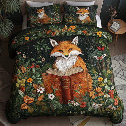 Forest Fox 3-Piece Quilted Bedding Set NCU0DK6924