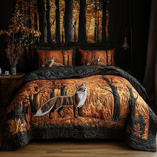 Forest Fox 3-Piece Quilted Bedding Set NCU0DK9497