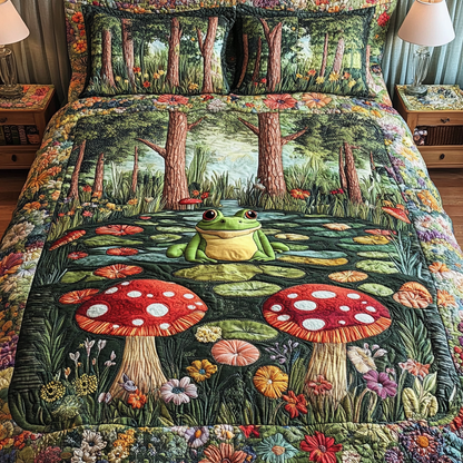 Forest Frog 3-Piece Quilted Bedding Set NCU0DK7511