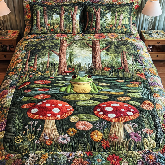Forest Frog 3-Piece Quilted Bedding Set NCU0DK7511