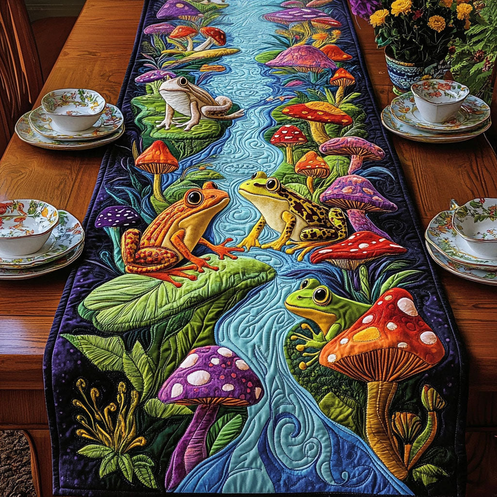 Forest Frog Fantasy Quilted Table Runner NCU0PT4131