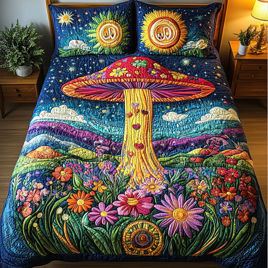 Forest Fungi 3-Piece Quilted Bedding Set NCU0DK4224