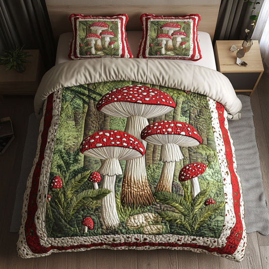 Forest Fungi 3-Piece Quilted Bedding Set NCU0NT3608