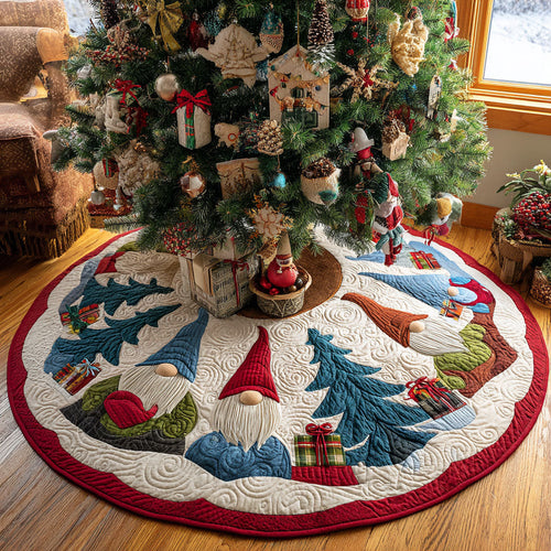 Forest Gnome Party Christmas Quilted Tree Skirt NCU0PT10620