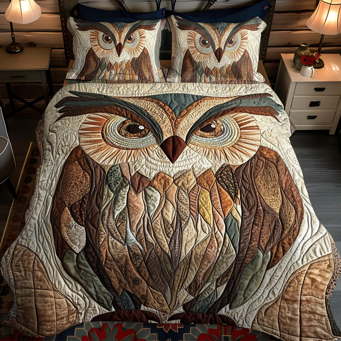 Forest Guardian 3Piece Quilted Bedding Set NCU0VL780 Vantique