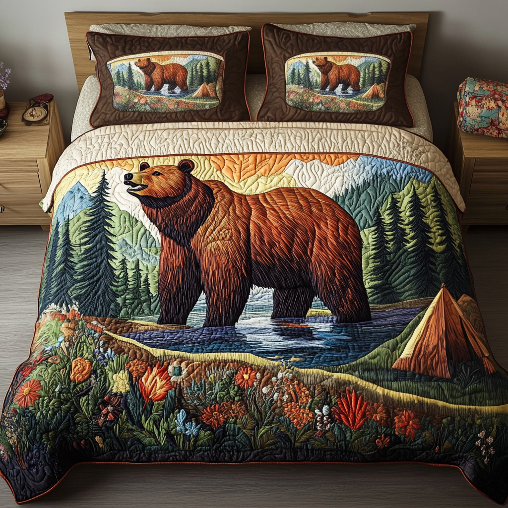 Forest Harmony 3-Piece Quilted Bedding Set NCU0VH2716