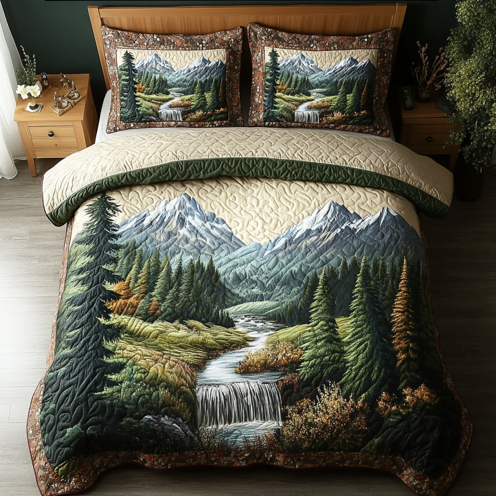 Forest Horizon 3-Piece Quilted Bedding Set NCU0DK7469