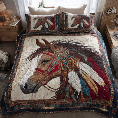 Forest Horse 3-Piece Quilted Bedding Set NCU0DK10818