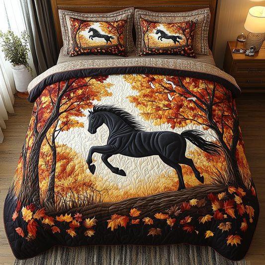 Forest Horse 3-Piece Quilted Bedding Set NCU0DK9531
