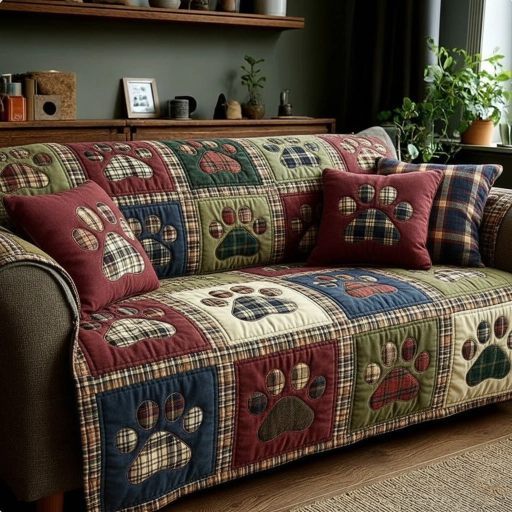 Forest Jewel Love Paw Quilted Sofa Cover NCU0NT11536