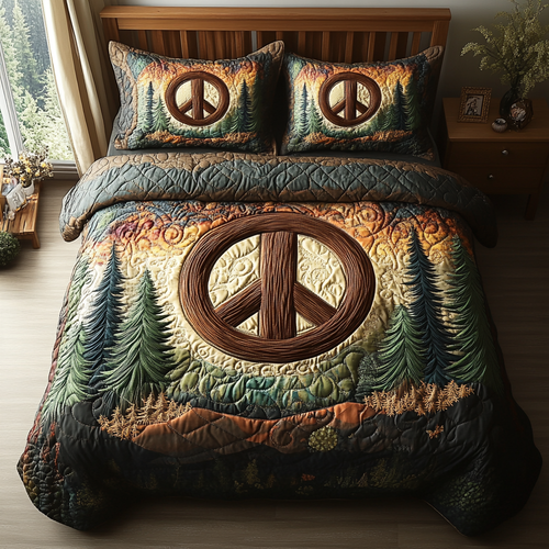 Forest Light 3-Piece Quilted Bedding Set NCU0DV5548