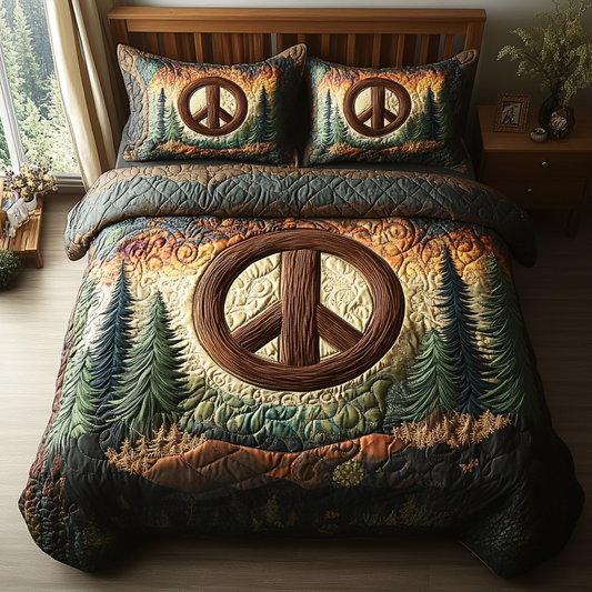 Forest Light 3-Piece Quilted Bedding Set NCU0DV5548