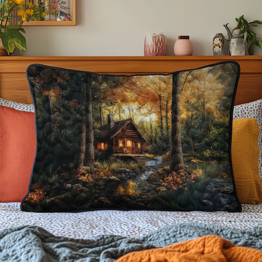Forest Log Cabin Quilted Bedding Pillow Case NCU0DK3941