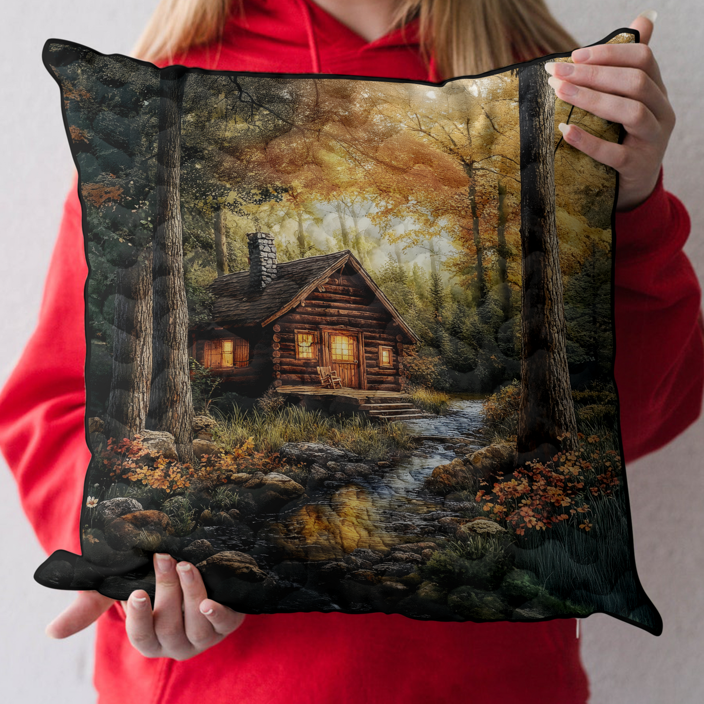 Forest Log Cabin Quilted Pillow Case NCU0DK3940