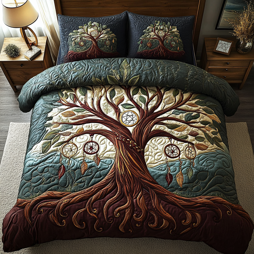 Forest Magic 3-Piece Quilted Bedding Set NCU0VH2989