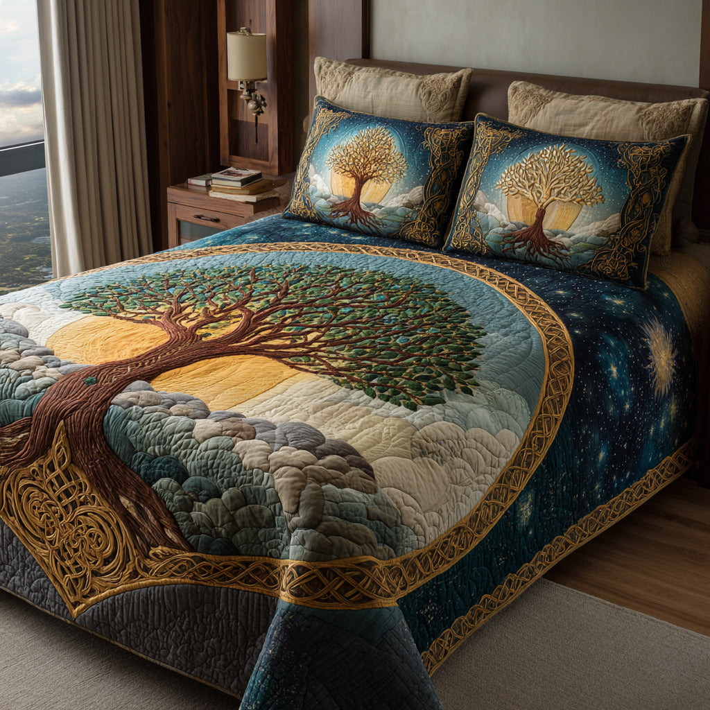 Forest Mandala 3-Piece Quilted Bedding Set NCU0VL3117
