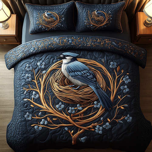 Forest Melody 3-Piece Quilted Bedding Set NCU0DV4710