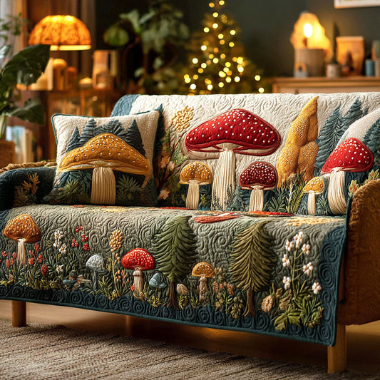 Forest Mushrooms Quilted Sofa Cover NCU0TV1264