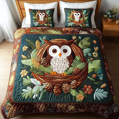 Forest Nest 3-Piece Quilted Bedding Set NCU0NT4741