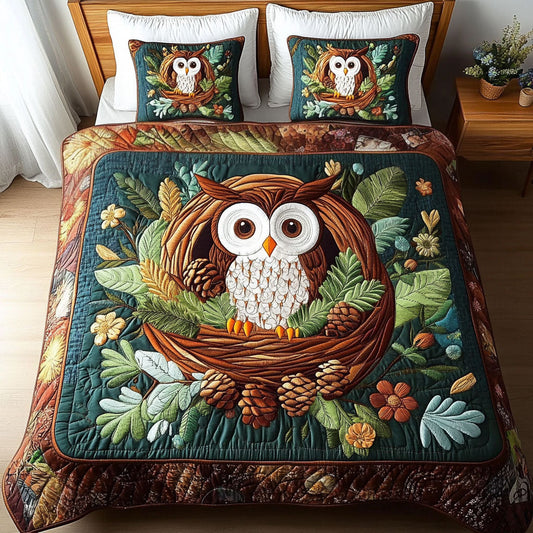 Forest Nest 3-Piece Quilted Bedding Set NCU0NT4741
