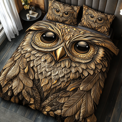 Forest Owl 3-Piece Quilted Bedding Set NCU0DK7702