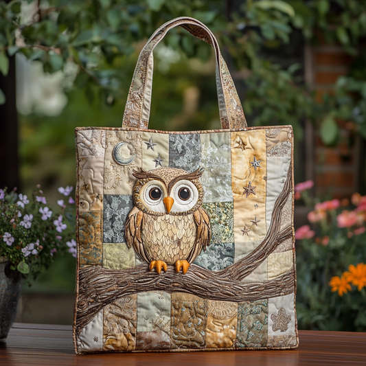 Forest Owl Quilted Tote Bag NCU0DK8955