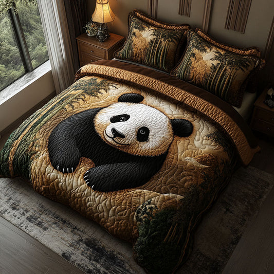 Forest Panda Charm 3-Piece Quilted Bedding Set NCU0NT3053