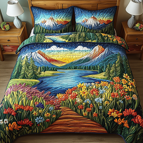 Forest Path 3-Piece Quilted Bedding Set NCU0VL2306