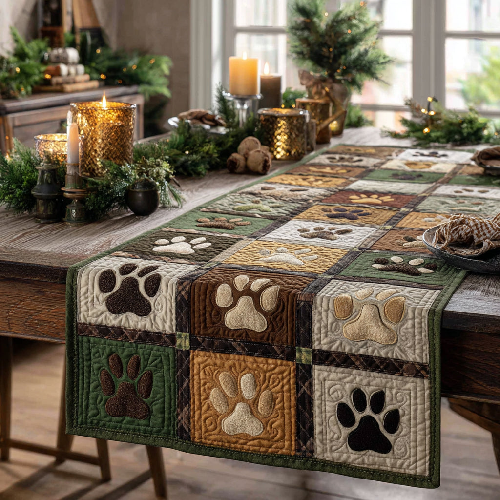 Forest Paw Path Quilted Table Runner NCU0DV8947