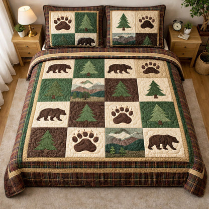 Forest Paw Trail 3-Piece Quilted Bedding Set NCU0TV1712