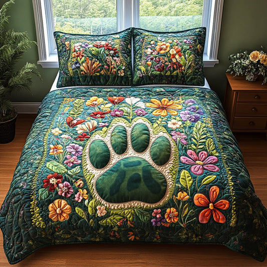 Forest Paws 3-Piece Quilted Bedding Set NCU0DV8960
