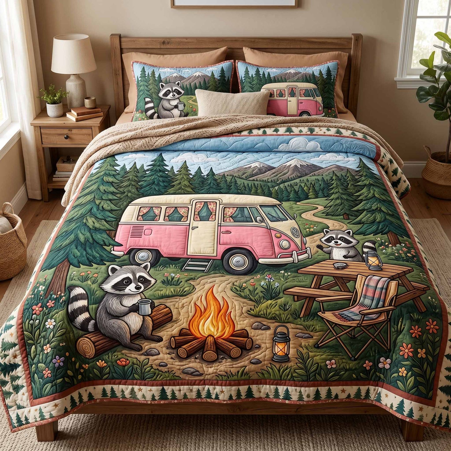 Forest Picnic 3-Piece Quilted Bedding Set NCU0XD2822