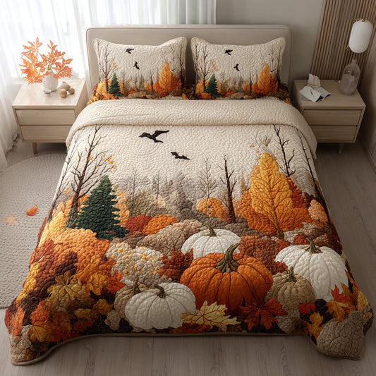 Forest Pumpkin Patch 3-Piece Quilted Bedding Set NCU0HH109