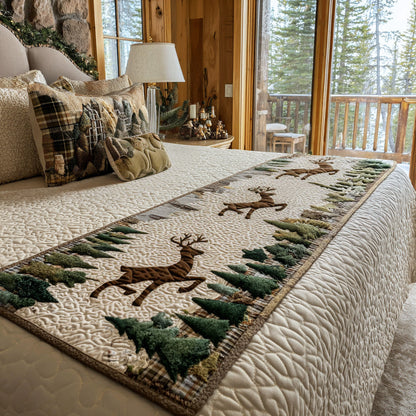 Forest Reindeer Quilted Bed Runner NCU0DV7610