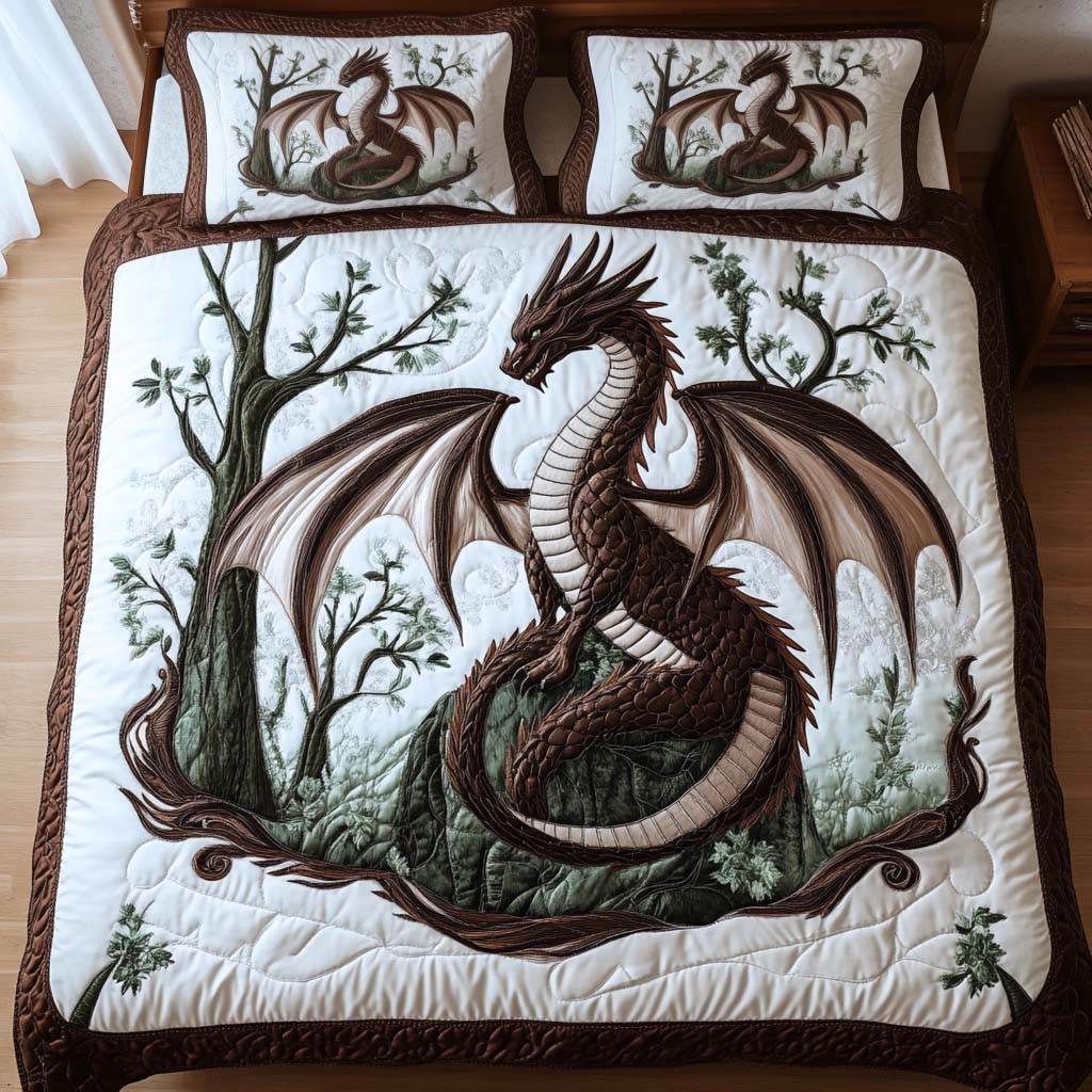 Forest Sentinel 3-Piece Quilted Bedding Set NCU0NT7898