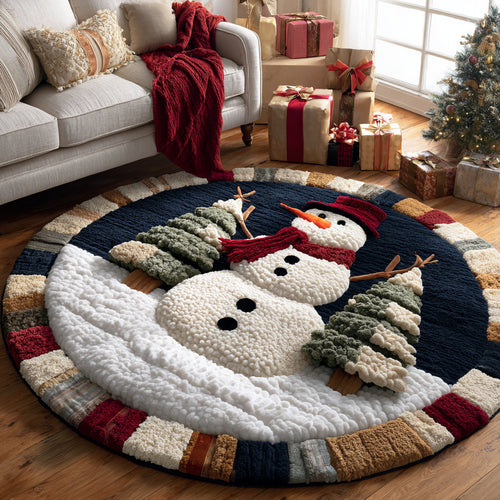 Forest Snowman Scene Round Carpet NCU0HH1279
