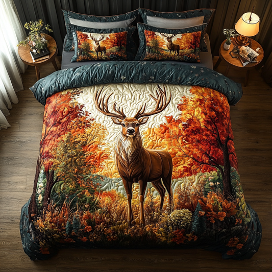 Forest Stag 3-Piece Quilted Bedding Set NCU0DK3682