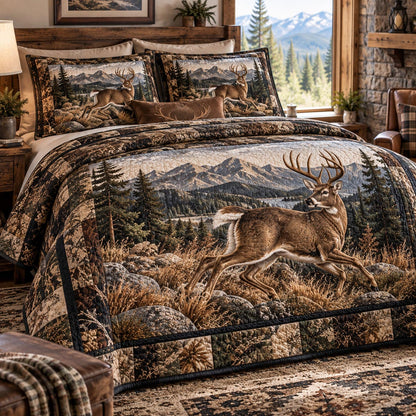 Forest Stag Escape 3-Piece Quilted Bedding Set NCU0DV10491