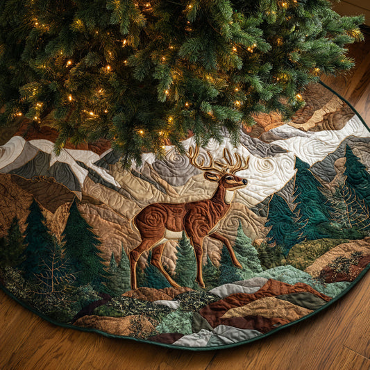 Forest Stag Quilted Christmas Tree Skirt NCU0HH911