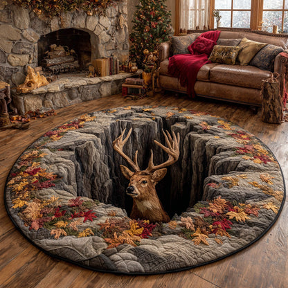 Forest Stag Quilted Round Mat NCU0TD2070