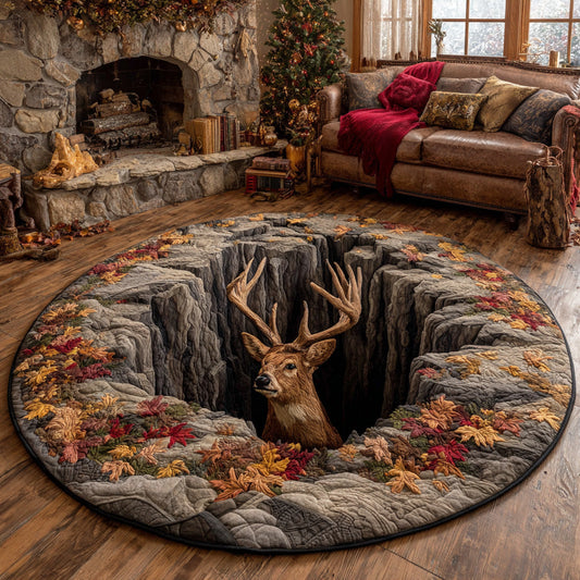 Forest Stag Quilted Round Mat NCU0TD2070