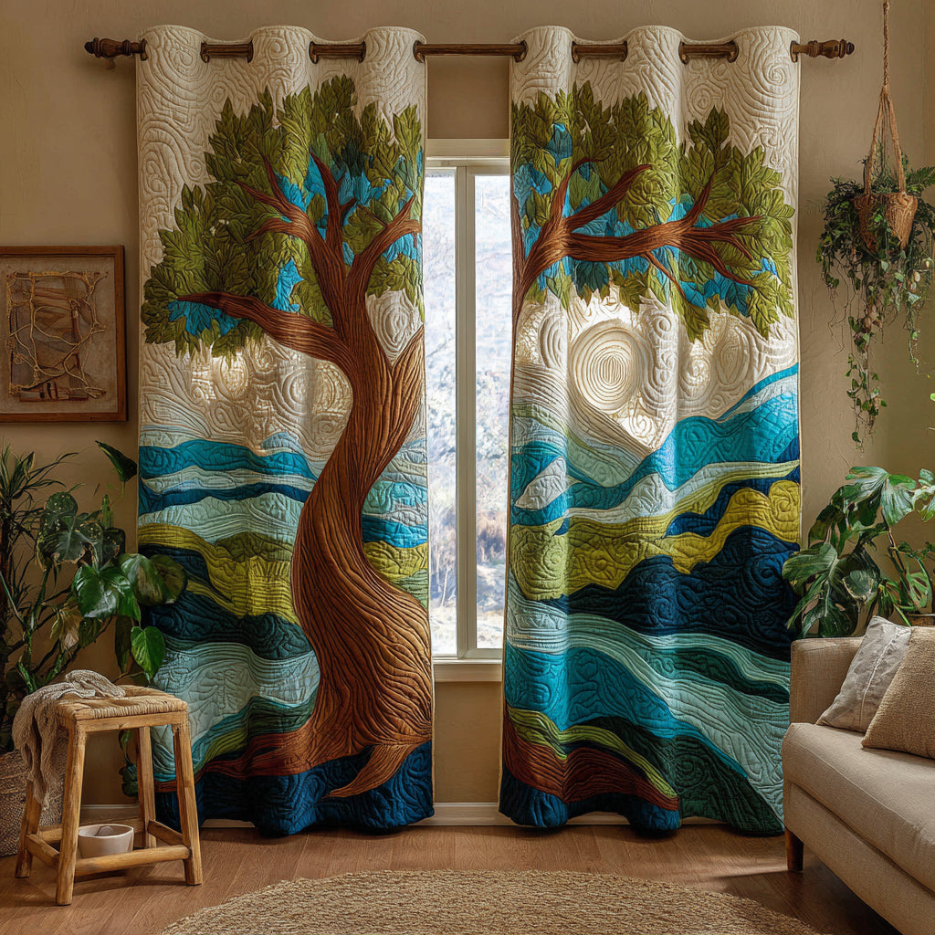 Forest Tree of Life Quilted Curtains NCU0HH1062