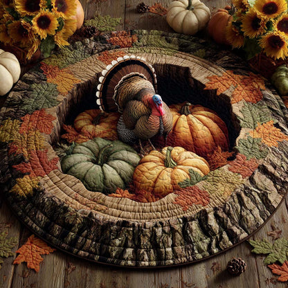Forest Turkey Quilted Round Mat NCU0XD982