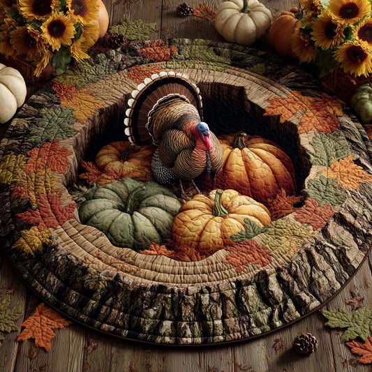 Forest Turkey Quilted Round Mat NCU0XD982