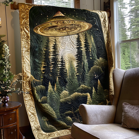 Forest UFO Encounter Quilted Blanket NCU0DV5801